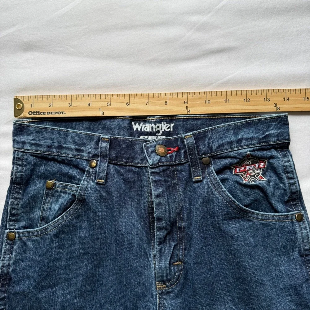 Wrangler PBR Professional Bull Riders Jeans Mens 28x30 Dark Wash Denim Rodeo USA